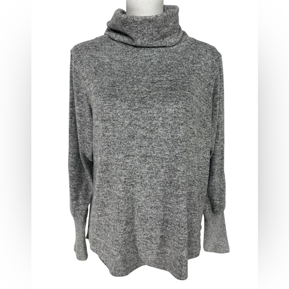 SWEET ROMEO / Light Heather Gray Cowl Turtleneck / Large / Preppy Office Casual